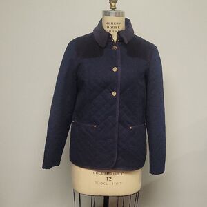 Jones New York Navy Quilted Women's Jacket. Barncoat, Size M